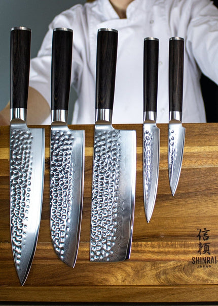 Shinrai Knives - Hammered Damast BR 5-Delige Messenset