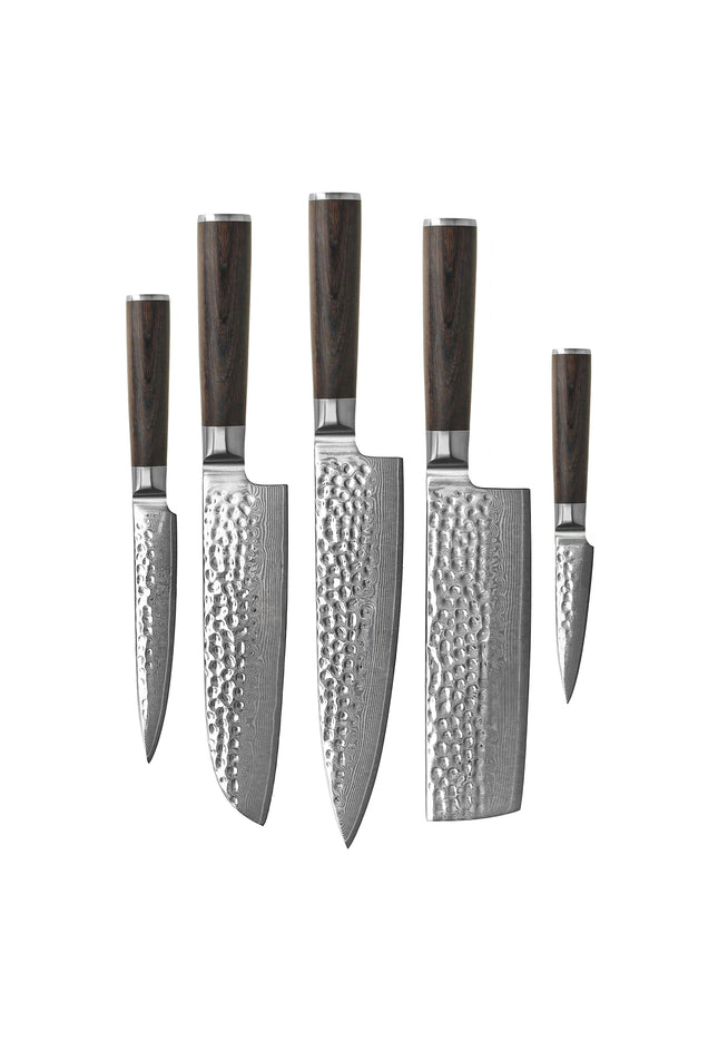 Shinrai Knives - Hammered Damast BR 5-Delige Messenset