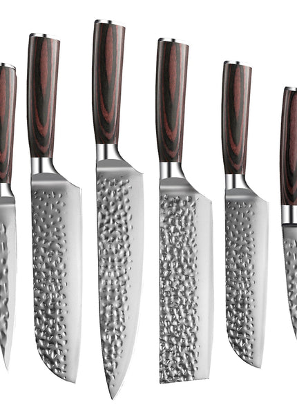 Shinrai Knives - Hammered RVS 6-delige Messenset